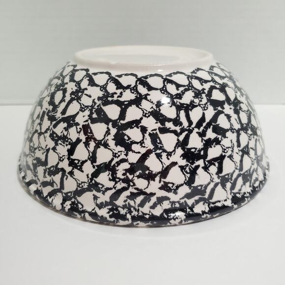 Vintage Gaetano Pottery 8" Serving Bowl Black White Splatter Ceramic MCM USA - Picture 6 of 10
